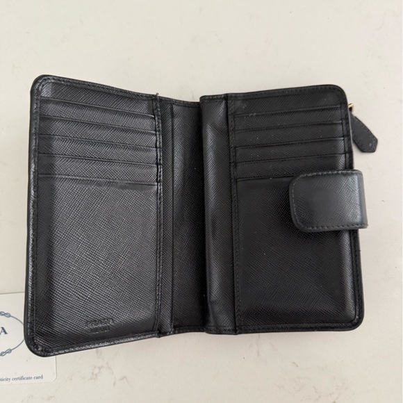 PRADA Black Saffiano Metal Leather Logo French Bifold Wallet - live listings - Picture 4 of 13